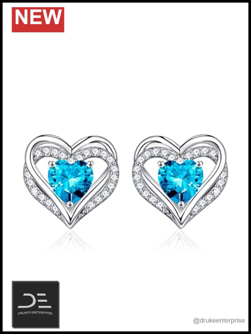 Sterling Silver Birthstone Heart Stud Earrings